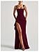 GORGLITTER Women's Sleeveless Bodycon Maxi Dress Square Neck Ruffle High Slit Evening Gown Wedding Party Prom Long Dress Burgundy Large