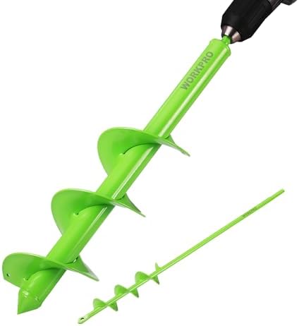 WORKPRO Gartenbohrer Erdbohrer für Bohrmaschine Garten Schnecken Spiralbohrer Schnurlos Handbohrer Grabungswerkzeug zum Pflanzen und Bohren(4 x 42 cm & 9 x 40 cm) 2 Stück