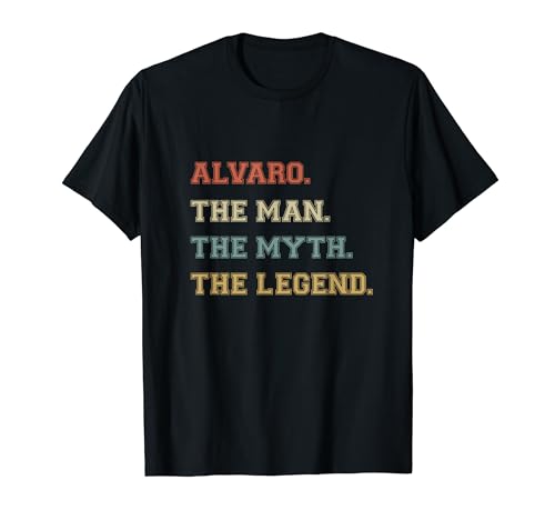 Álvaro The Man Myth Legend Funny Varsity Nombre personalizado Camiseta
