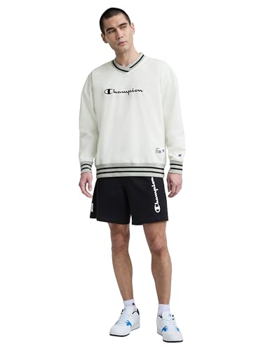 Image of Champion Men's Lightweight V-Neck Woven Pullover, Standard Fit, Script Logo