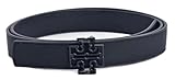 Tory Burch 153500 Britten Matte Black With Black Hardware Logo Buckle 1 Inch Women's Belt Size Large