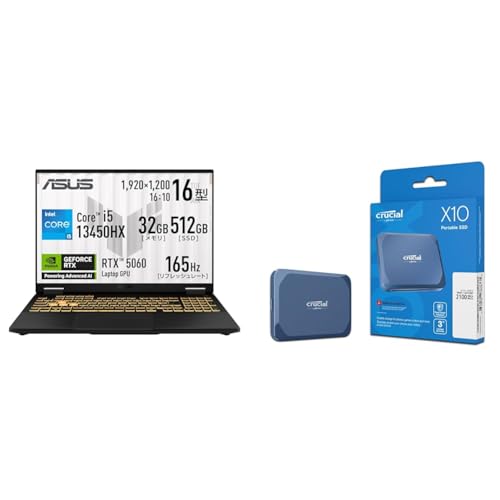 yZbgz ASUS Q[~Om[gPC TUF Gaming F16 16C` RTX 5060 i5-13450HX 32GB SSD512GB 165Hz FX608JM-I5R5060A & OtSSD 1TB Crucial X1