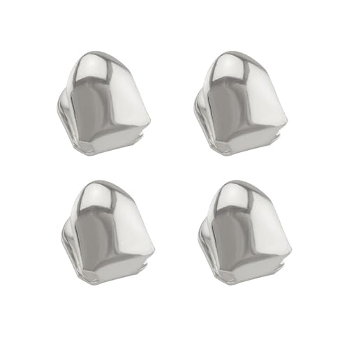 4 Piezas de Hip Hop Classic Single Teeth Grills Simples Tapas de Dientes Brillantes chapadas en Oro de 14 Quilates para Mujeres Hombres Punk Joyería Party Cosplay,Plata