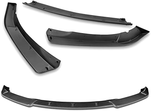 Stay-Tuned, 9PCS ABS STP-Style Front Bumper Lip Spoiler Body Kit + Universal 86" x 4" Side Skirts, Compatible with 2002-2005 BMW (E46) 3-Series Sedan/4DR, Exterior Accessory (Carbon Painted)