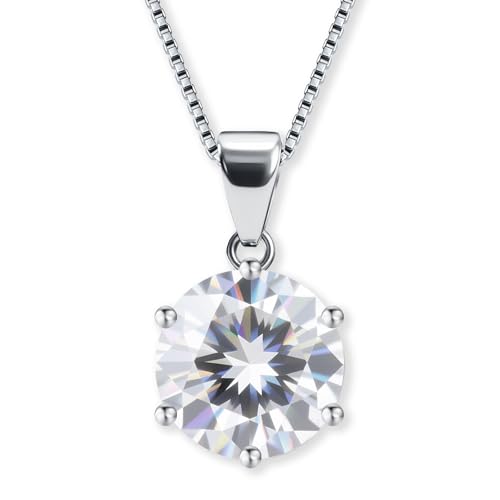Moissanite Necklace for Women, Lab Grown Diamond Necklace, GRA Certified Moissanite Solitaire Pendant, Adjustable S925 Sterling Silver Chain, Gift for Wife Mom Christmas Birthday