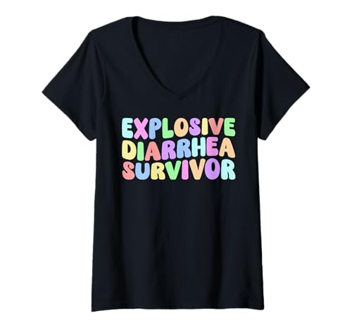 Mujer Sobreviviente de diarrea explosiva | Humor para adultos retro divertido Camiseta Cuello V