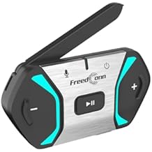 FreedConn Free+ Motorcycle Helmet Bluetooth Headset, 256 Riders 2000m Intercom, Auto-Join Mesh Network Motorcycle Communication Systems with Noise Cancellation, Hi-Res Audio for Group Ride, 1 Pack
