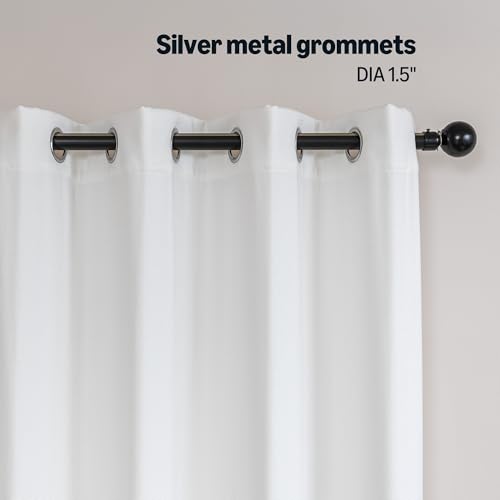 Amazon Basics Chenille Room Darkening Curtains, Light Filtering Window Drapes for Bedroom and Living Room, 2-Panel Set with Grommets, 42" W × 63" L, White Solid - image 4