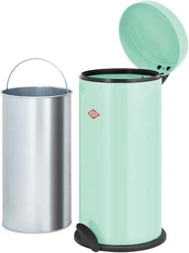 WESCO klassischer Tretabfallsammler CAPBOY MAXI in der Farbe weiß, pulverbeschichtetes Stahlblech, Metalleinsatz aus 22 Liter Volumen, Kunststoff-Fußtritt