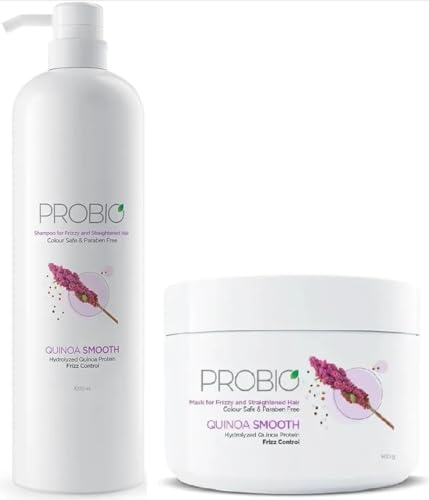 God-rej Professional Pro-bio Quinoa Smooth Shampoo (1000ml) and Probio Quinoa Smooth Mask (500 g) | Colour Safe & Paraben Free | with Hydrolyzed Quinoa Protein