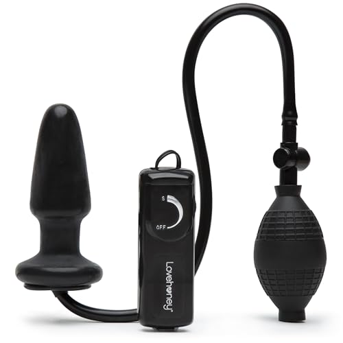 Lovehoney Vibrating Inflatable Butt Plug - 4.5 Inch Anal Plug - Wired Remote Control for Adjustable Stimulation - Easy to Use Anal Bulb Pump - Black