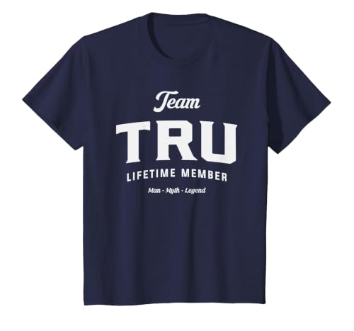 Team Tru Lifetime Member Funny Name Tru T-Shirt, Youth, Navy Blue, Large