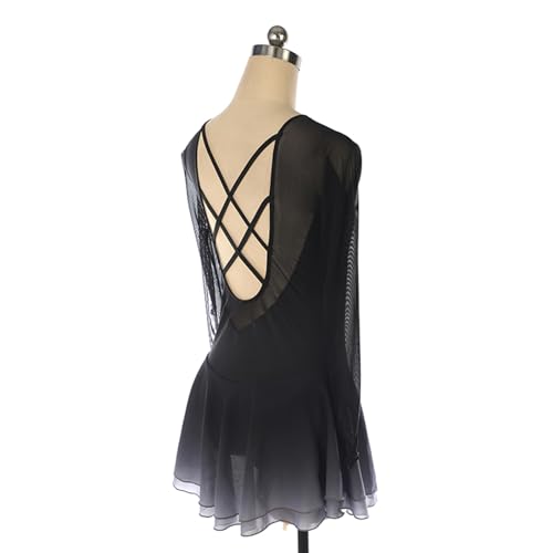 DIJITOO Vestido de patinação artística, fantasia de desempenho de competição de malha gradiente simp