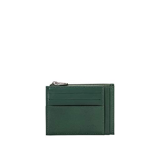 Nuvola Pelle Étui Portefeuille Porte-Cartes de Poche en Cuir Porte-Monnaie Homme avec Fermeture Zip Vert Cover