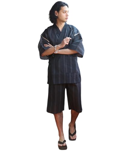 8(eight) (エイト) 甚平 メンズ しじら 浴衣 じんべい シンプル 夏 花火大会に チャコールM