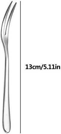DBAILY Stainless Steel Fruit Forks, 30pcs Mini Elegant Dessert Pastry Appetizer Forks Set Fine Polishing Small Two Prong Cake Fork for Home Restaurant Buffet (Silver) 13cm