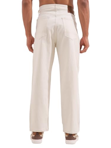 Image of Highlander Men Men's Premium Loose Straight Fit Mid-Rise Cotton Lycra Jeans - Button Closure, Machine Washable, Comfortable All-Day Wear for Casual & Semi-Formal Occasions