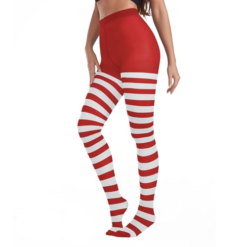 Image of American Trends Striped Tights for Women Witch Tights Halloween Costume Stretchy Pantyhose Stockings