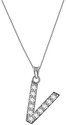 Aurora Tears 925 Sterling Silver Letter Initial Alphabet White Gold Plated Pendant Necklace 18"