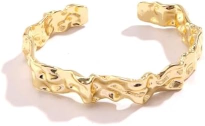 Hammered Bracelet, Gold Plated, Adjustable Length
