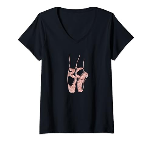 Femme Ballerines à bout frais Pointe de danse T-Shirt avec Col en V