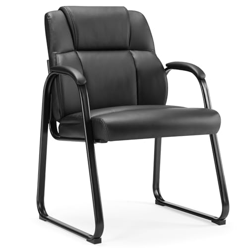 Sweetcrispy Waiting Room Guest Chair, Stationary Office Reception Chairs No Wheel, Comfy Padded Arms...