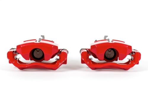 Power Stop Rear S5424 Pair of High-Temp Red Powder Coated Calipers For Dodge Dart 2013-2016 [Model Specific]