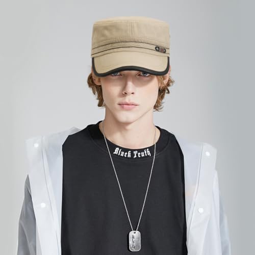 Image of Cadet Army Hat 2 Pieces Flat Top Cap Unisex Military Hat for Women Men