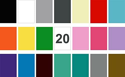 GREENSTAR GRAPHICS ® A4 x 20 STICKY BACK PLASTIC SELF ADHESIVE VINYL (A4 SHEETS MIXED COLOURS) for Hobbies, DIY, Arts & Crafts, 12 Silhouette Cameo/Curio/Portrait, Cricut & Brother Scan N Cut (GLOSS)