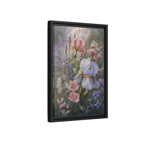 Toile fleurs pastel réaliste verticale pour habiller un mur vide de salon