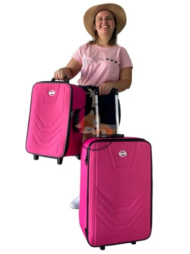 KIT CONJUNTO JOGO 2 MALAS VIAGEM VILLAGE - MÉDIA E PEQUENA Cor:Fúcsia