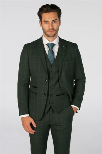 Men's Blazer Green Checked Tailored Fit Formal Suit Jacket2