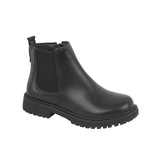 Bottines Chelsea pour filles en cuir synthétique noir A2Z 4 Kids