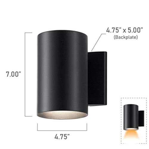 Kichler Cylinders 7" Outdoor Wall Sconce in a Black, 1-Light Exterior Wall Light, Cylinder Fixture, (7" H x 5" W), 9234BK by Kichler - Used condition - Image 2