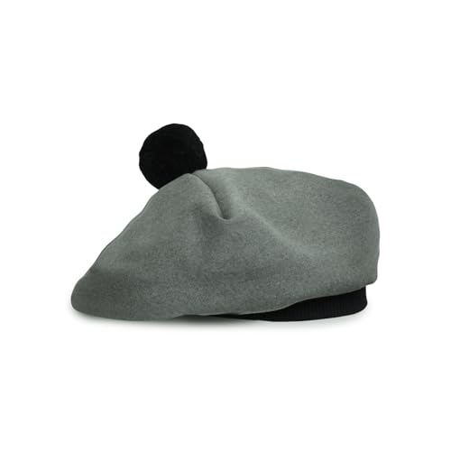 Image of Scottish Tam O' Shanter Hat Tartan Bonnet Pom Pom Wool Flat Cap One Size