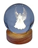 Hologrammkugel Pfrontenschmuck Gravierte Glaskugel Motiv: Schutzengel, Engel mit elektrischer Beleuchtung Durchmesser 8cm Hologrammkugel