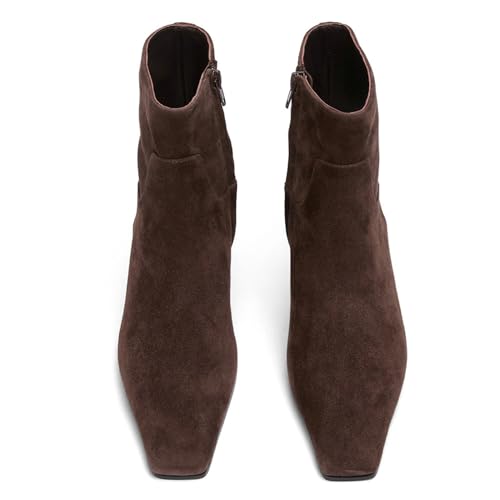 KysBloes Women Square Toe Ankle Boots Low Heel Booties Flats Winter Shoes Comfortable Side Zip Short Boots3