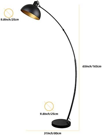 Floor lamp, Osasy Vintage Arc Floor Lamp,Retro Floor Lamps in Black-Golden,Adjustable lampshade, 1x E27 max. 60 Watt,165 cm Floor lamp Metal,for Reading, Living Room, Lounges