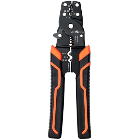 VANJOIN Wire Stripping Crimping Tool, 7.5 inch Wire Stripper Crimper Cutter, Crimper Tool for Wire Connectors/Terminals, Wire Stripper for AWG 16-22, 4-in-1 Manganese Steel made Stripper Cutter Tool Cover