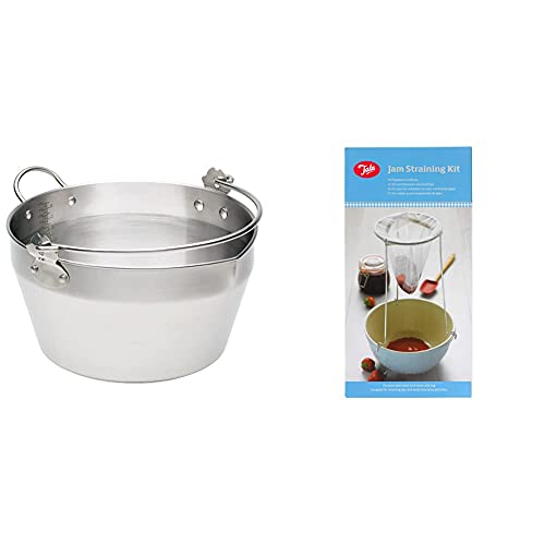 KitchenCraft Home Made Maslin/Jam Pan for Induction Hob with Recipe in Gift Box, Stainless Steel, 9 Litre & Tala Jam Straining Set