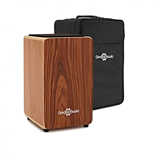 Gear4music Cajon Tambor con almohadilla y Funda de Transporte Sapele