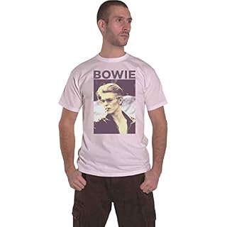 David Bowie T Shirt Smoking Logo Nouveau Officiel Unisex Blanc - Les Beatles, Paul McCartney, John Lennon, RIngo Starr, George Harrison