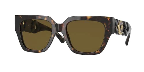Versace VE4409F 108/73 53MM Havana/Dark Brown Square Sunglasses for Women +Bundle with Accessory Eyewear Kit