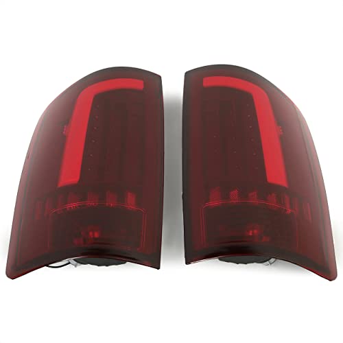 HECASA LED Tail Lights Assembly Compatible with 2002-2006 Dodge Ram 1500 2500 3500 LED Tube Bar Rear Brake Turn Signal Lamp Taillights Red Lens Chrome Housing Left & Right by HECASA - Image 5