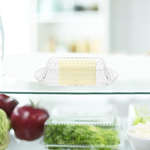 Antique Butter Dish Butter Container Glass Butter Dish Rectangular Butter Keeper With Cover Lid Food Storage Container For West East Butter For Home Use Style B Butter Holder Butter Bowl #TOP1