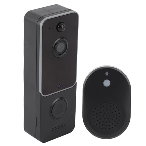 Video Camera da Campanello Wireless Smart WiFi 1080p HD HD Audio Infrared Night Wide Lens per la Sicurezza Domestica Black Abs 195G 195G