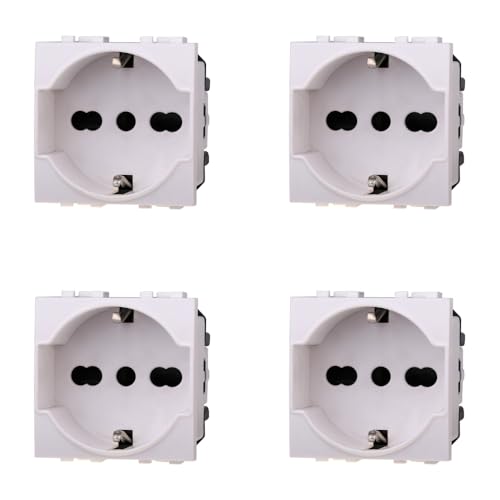 Toma Schuko 2P + T 16A blanco compatible con Bticino International mecanismo enchufe pared 2