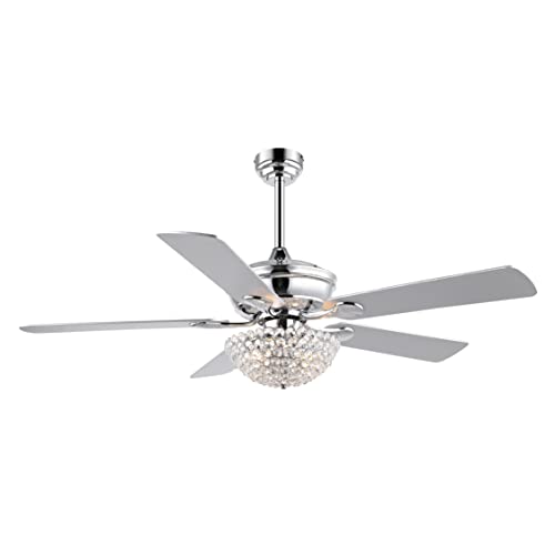 JONATHAN Y Cammy 3-Light 52" Ceiling Fan with Remote, Chrome