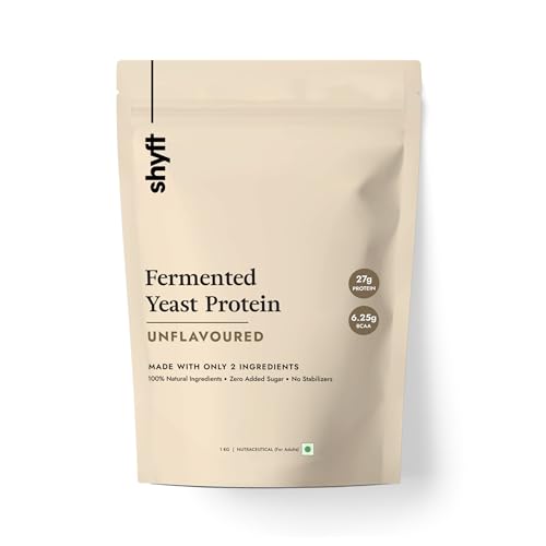 Image of Shyft Fermented Yeast Protein | Unflavoured - 1Kg | 24g Protein | 5.5g BCAA | Easy to Digest | Complete Amino Acid Profile | Just 5 Natural Ingredients | No Chemicals | Vegan Protein | Gut Friendly