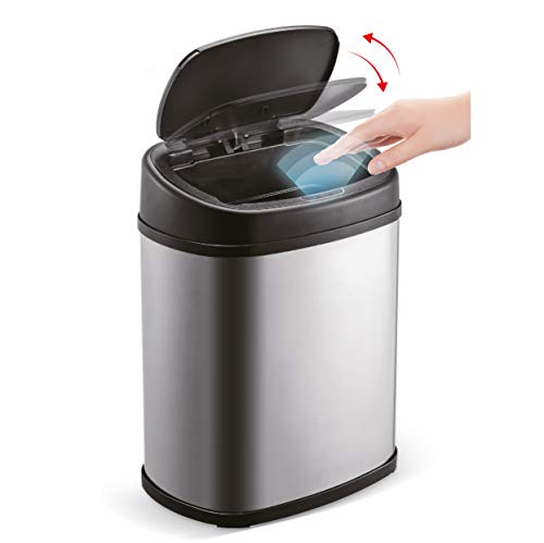 AXSOM B-Smart Automatischer Mülleimer, 9 l, mit automatischem Sensor, aus Edelstahl, mit Infrarot-Bewegungssensor, automatische Abschaltung in 5 Sekunden Cover